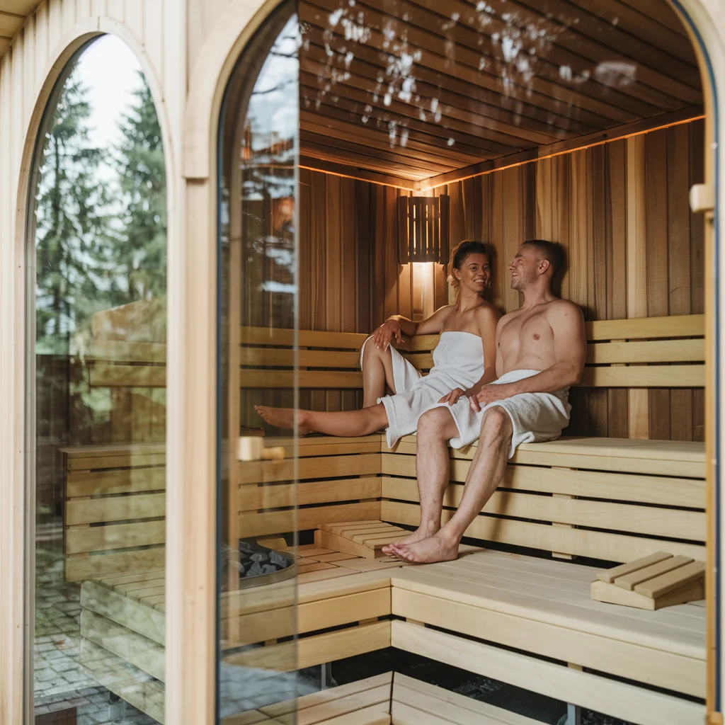 2024 New Design Hemlock Steam Wet Sauna Wooden Square Luxury Outside Sauna For 4 Persons