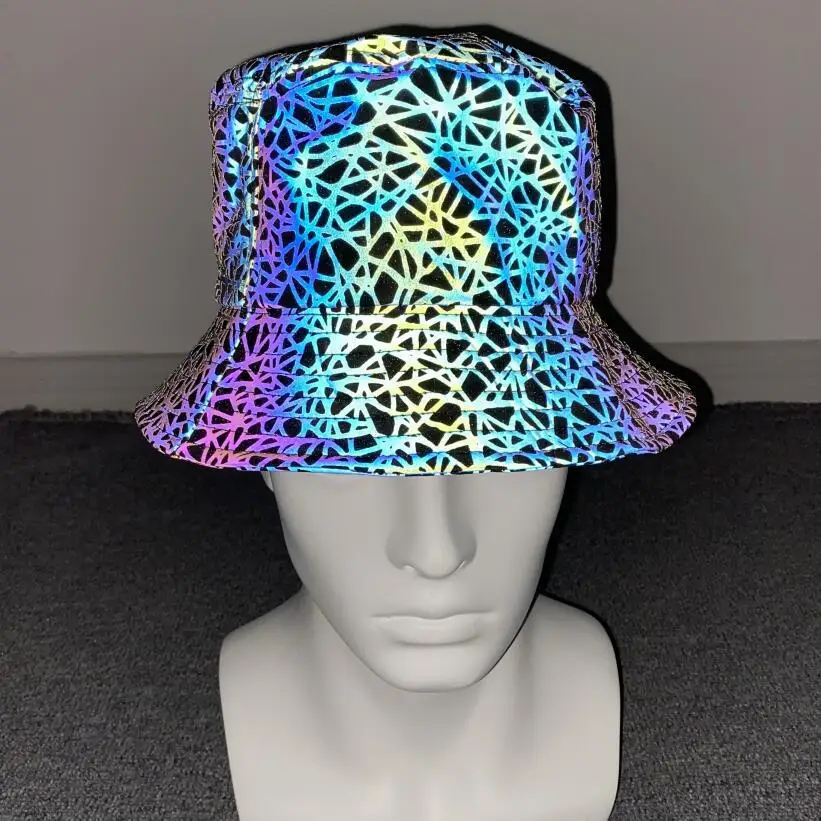 Colorful reflective gradient colorful reflective fashion fabric hat shoes bag nightclub style super soft clothing bucket hat