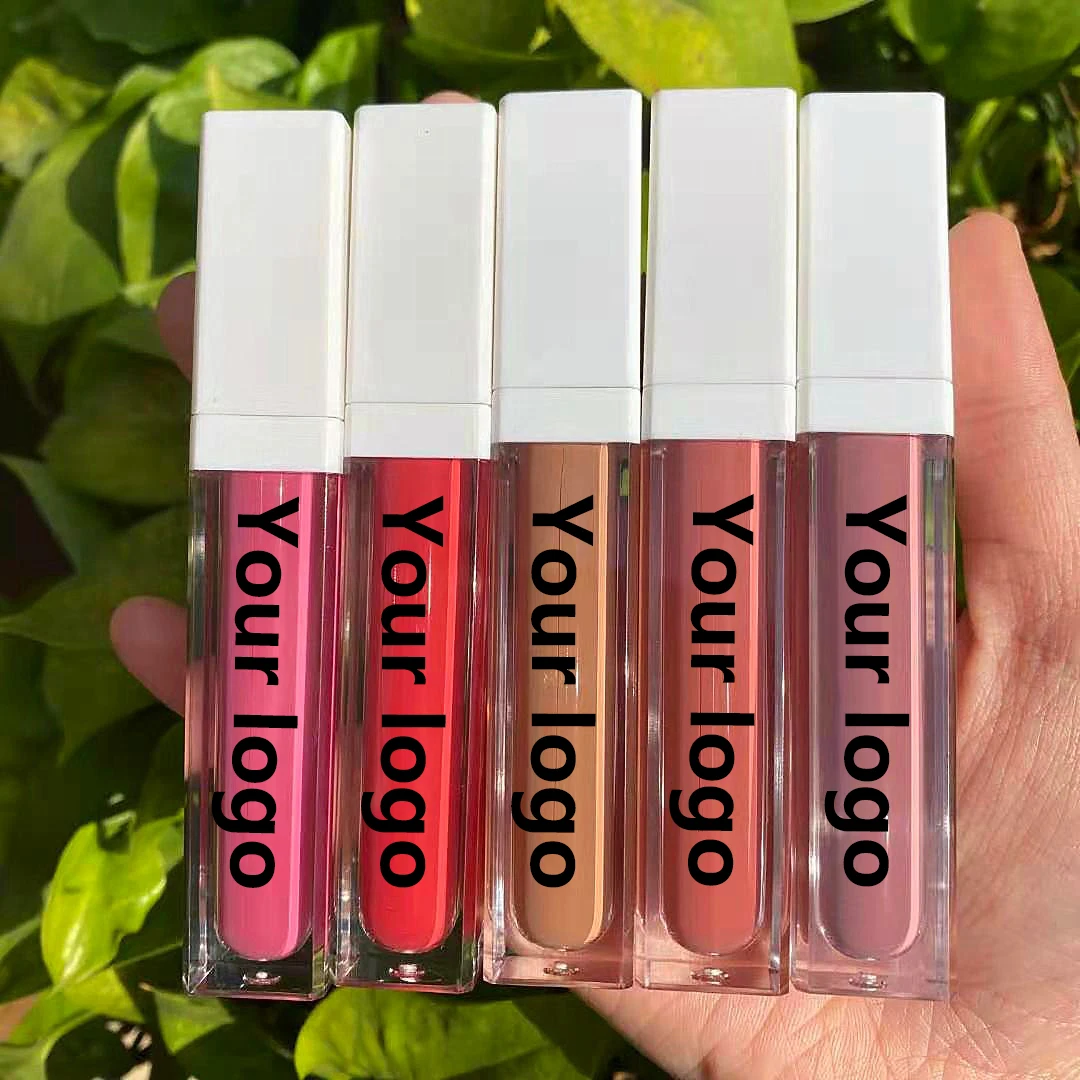 Custom Private Label Makeup Matte Lipstick Liquid Waterproof Long Lasting Red Velvet Brown Nude Tint Lip Gloss