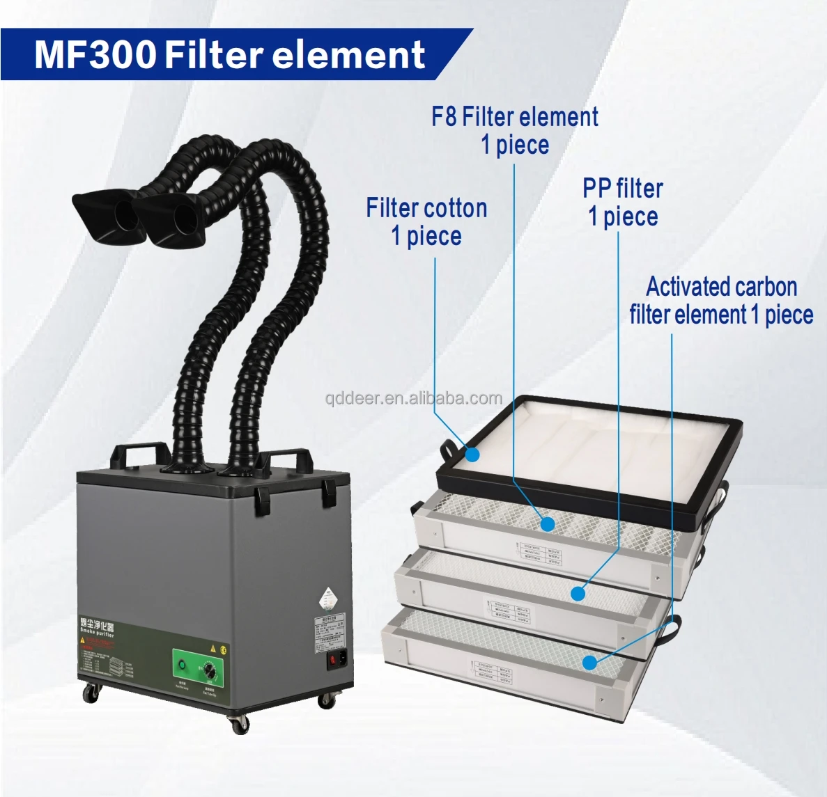 DER-QF Series Solder Fume Extractor Co2 Laser Smoke Absorber Air Purifier Dtf Filter