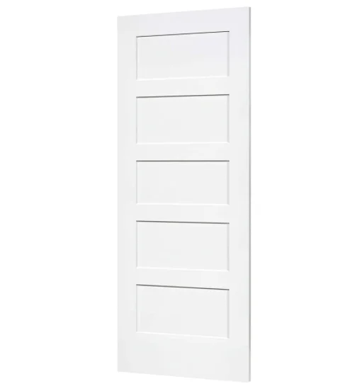 
Villa apartment residential doors interior solid core white 5 panel shaker door for bedroom, bathroom 