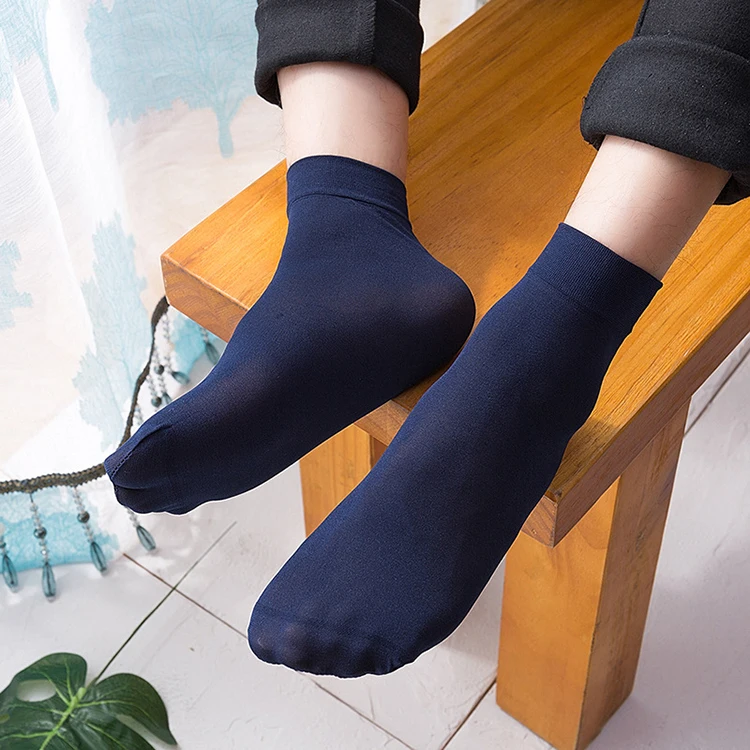 Business Summer Breathable Casual Short Crew Thin Silk High Elastic Nylon Men Socks