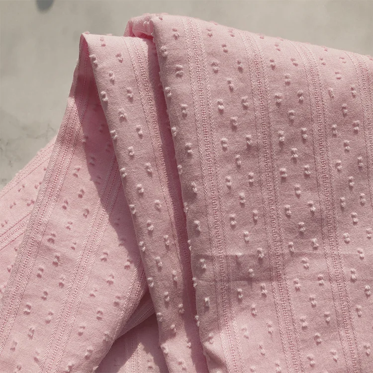 Blue pink white cotton pure swiss dot floral embroidery fabric for shirt and dress