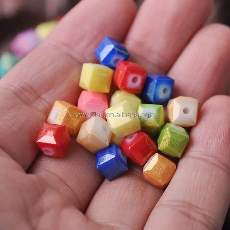 4mm 6mm 8mm Foil Coated Cube Faceted Glass Loose Crafts Beads Wholesale Lot for Jewelry Making DIY Crafts Findings
