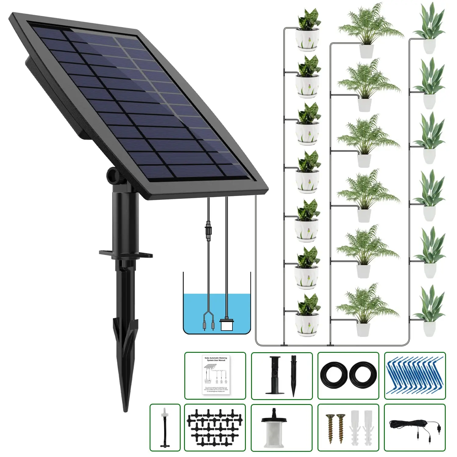 Solar Garden Irrigation System,DIY Saving Water Automatic Irrigation Equipment Set Home Plants  Auto Watering Drip Irrigation