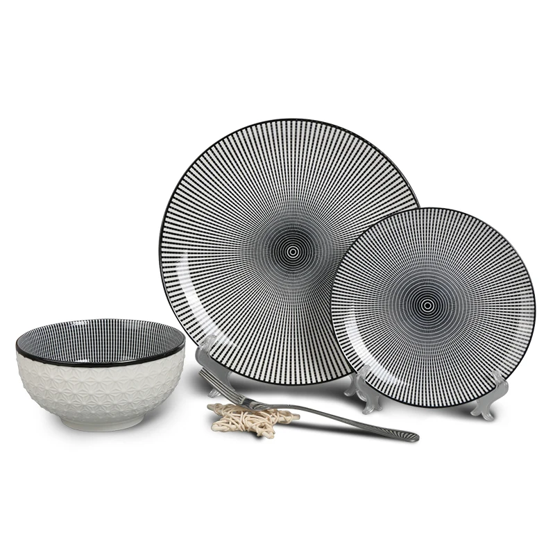 Customized New Embossed Pad Printing Design Porcelain Dinner Set Ceramic Dinnerware