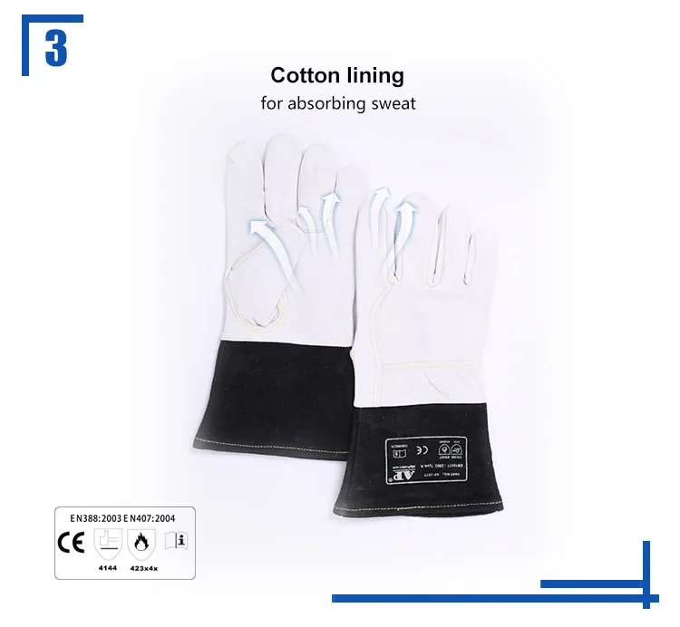 AP Premium Goatskin TIG Welding Work Gloves Top Grain Leather High Dexterity CE Certified