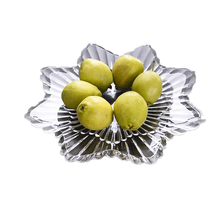 Petal type amber private logo custom clear wedding european style pretty borosilicate glass fruit plates