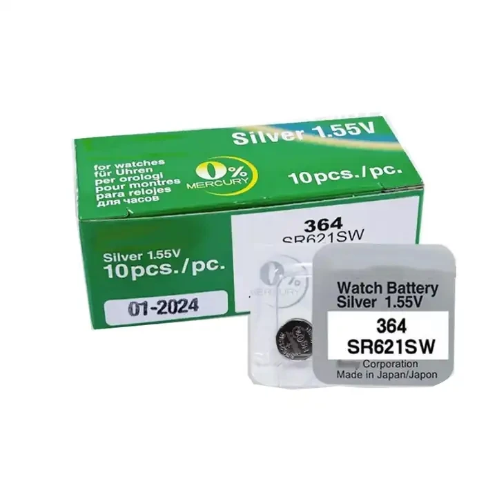10PCS for SONY 364 SR621SW AG1 LR621 621 164 531 SR60 LR60 1.55V Silver Oxide Watch Battery Single Grain Packing battery