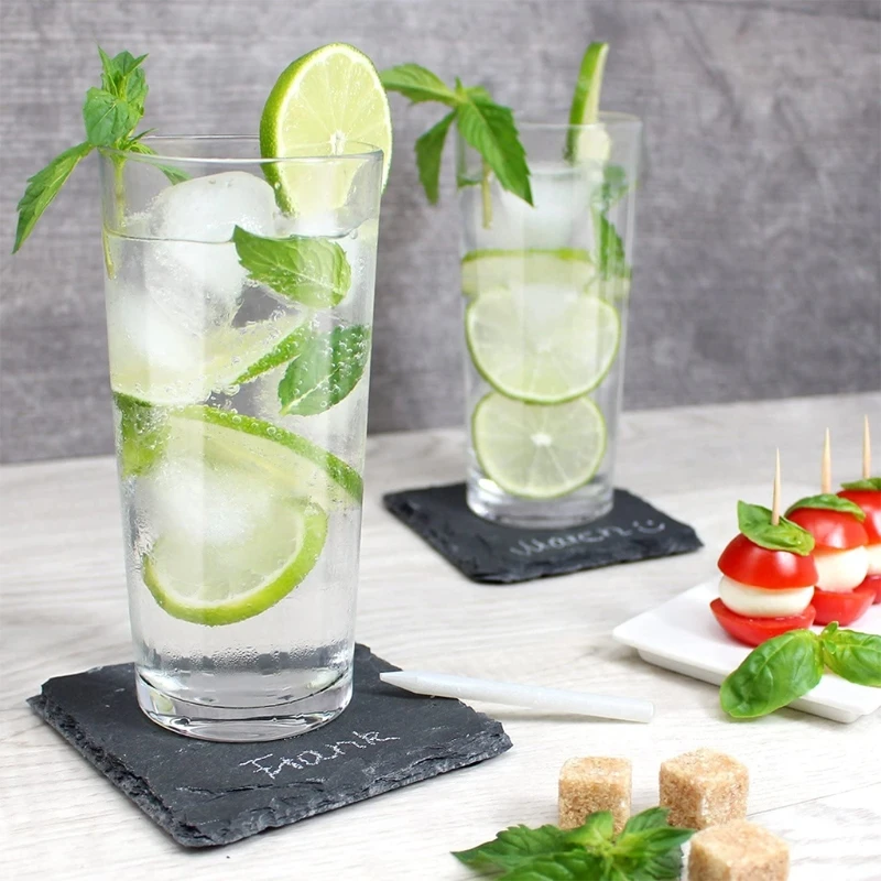 wholesale D10CM Natural Slate Drink Coasters Glass Mug Cup Mats Drink Pats Table Placemats For Home Kitchen Use