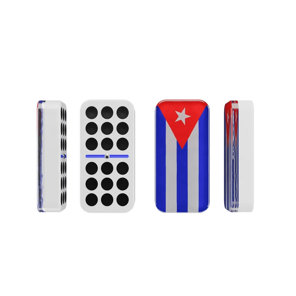 Customized National Flags Domino Blocks Double 6 9 Acrylic Cuban Domino Game Set with Own Logo