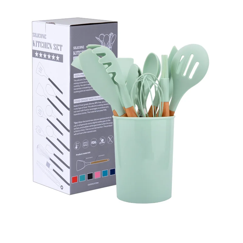 Home and Kitchen Accessories 12 Pcs Heat Resistant Food Silicone Kitchen Cheap Cooking Spatula Utensils Set