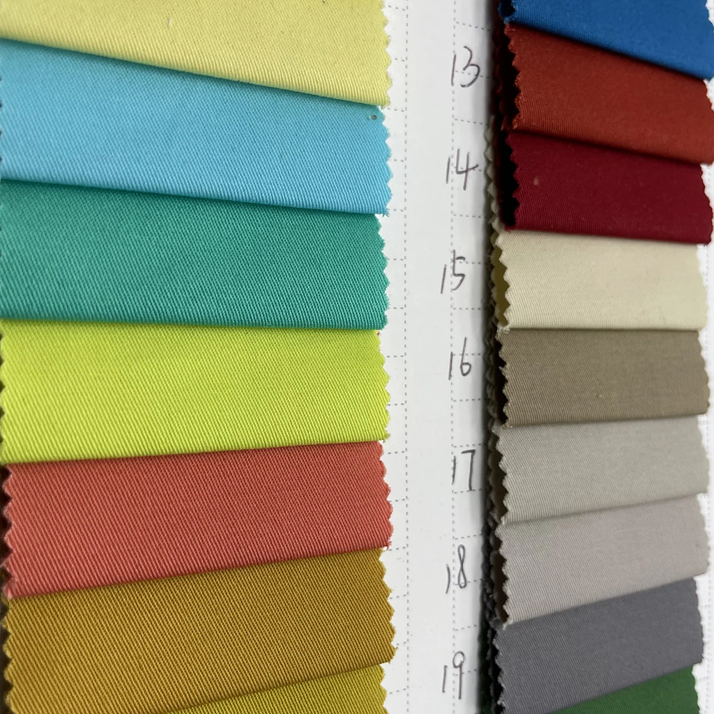 97% Cotton 3% Spandex Elastic Pants Fabric high density Cotton khaki Woven Elastane Twill Fabric For Trousers, pants