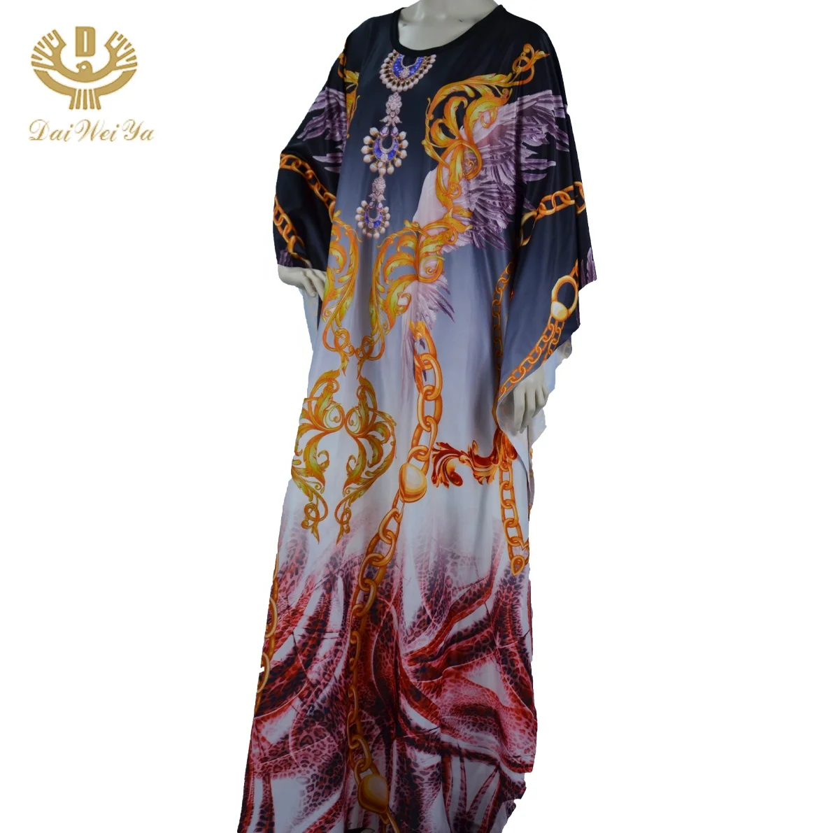 Bat sleeves casual woman boubou pour les femmes african attire dresses silk abaya
