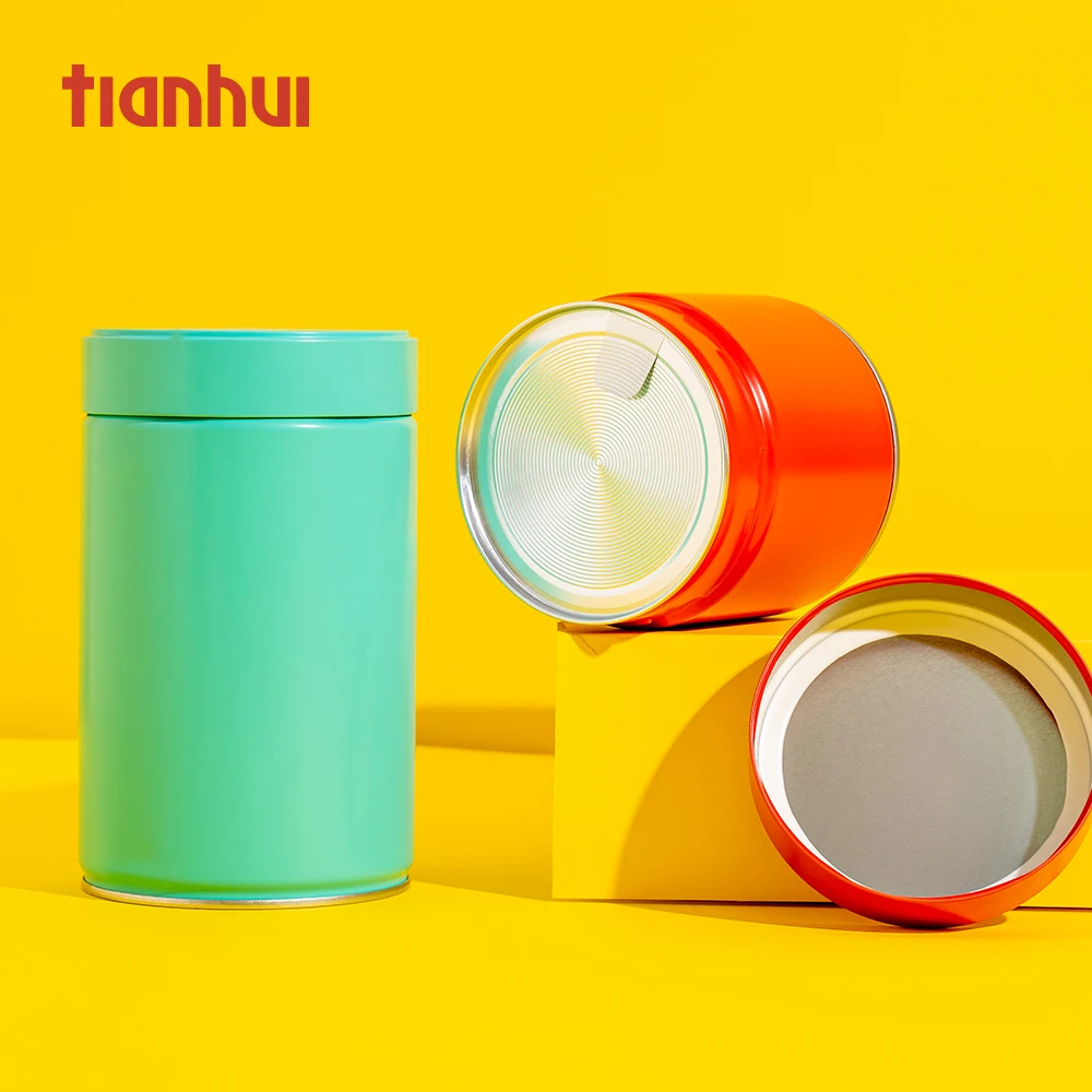 130g 200g Sealed Round Metal Tin Can Tea Canister Tin with Double Lids