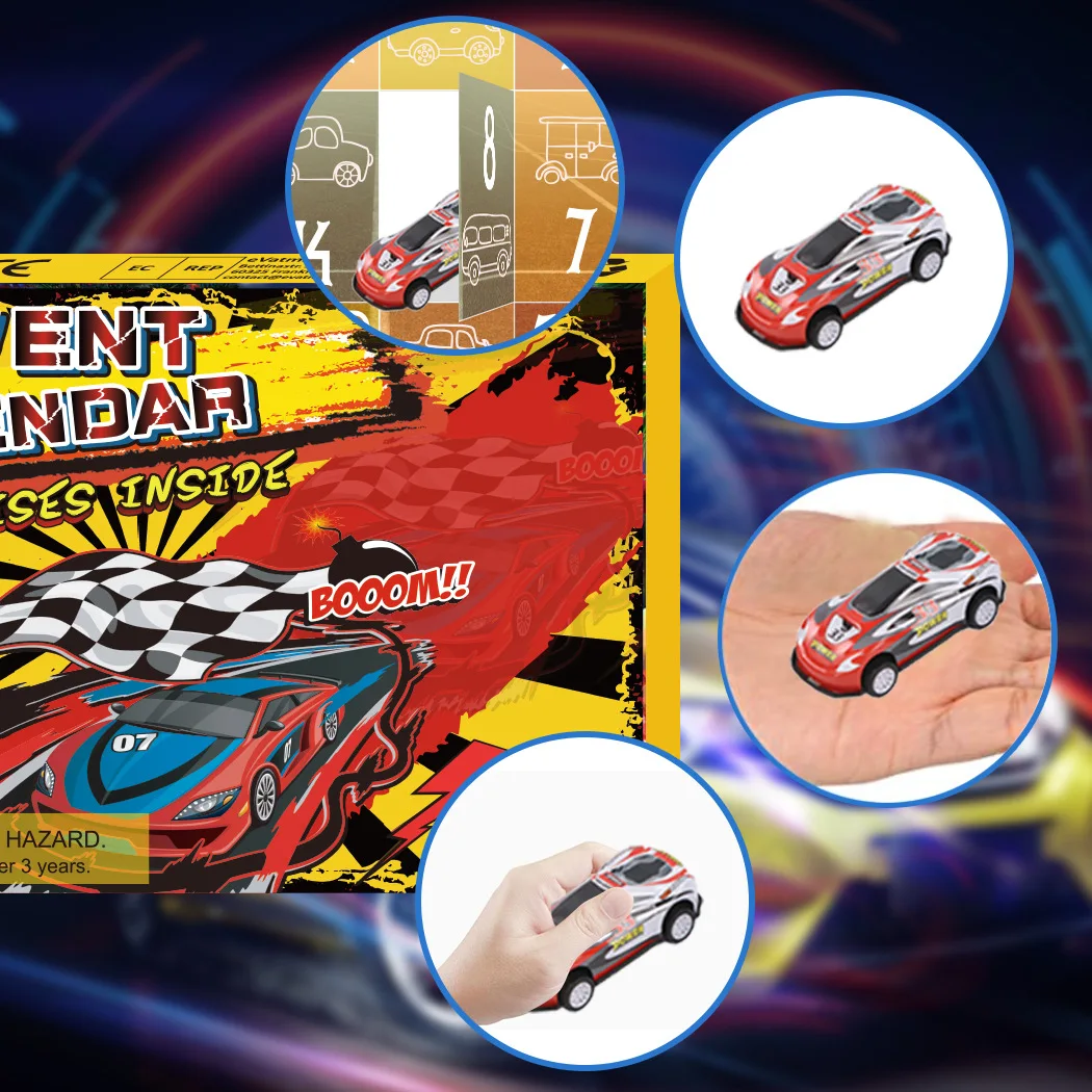 24 Days Christmas Countdown Calendar Cars Advent Calendar Race Car Stocking Stuffer Toys For Kids Gifts Blind Box