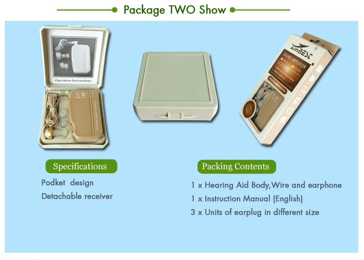 Pocket Hearing Aids for Seniors High Fidelity Earphones Headphone Alat Bantu Dengar Deafness Device Body Worn Hearing Aid