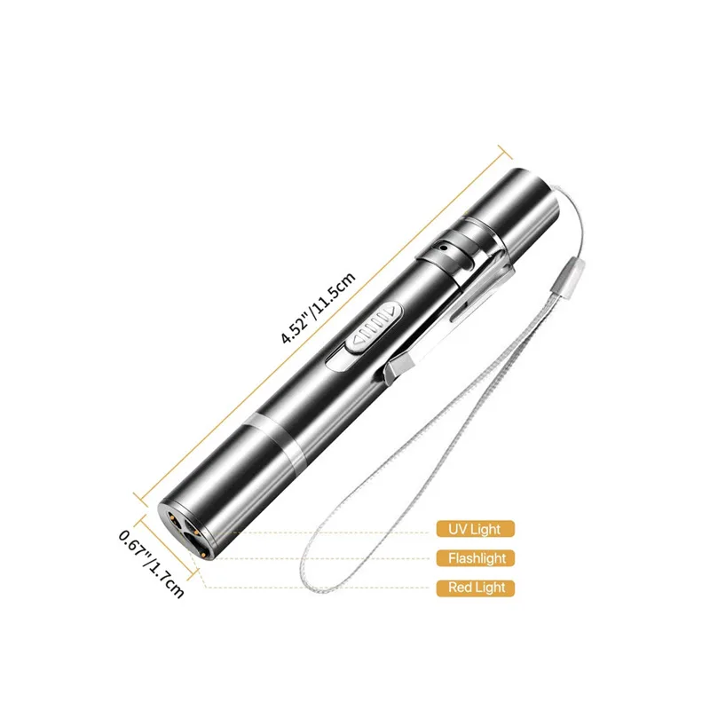 3-In-1 Pet Laser Pointer Cat Toy USB Rechargeable Red Dot Light Chaser Stick Interactive mini led flashlight