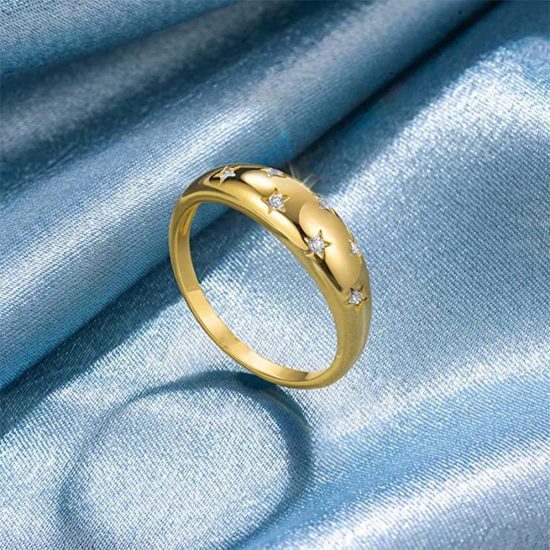 2023 Best Seller 18K Gold Plated Star Shiny Dome Ring stainless steel irregular star rings
