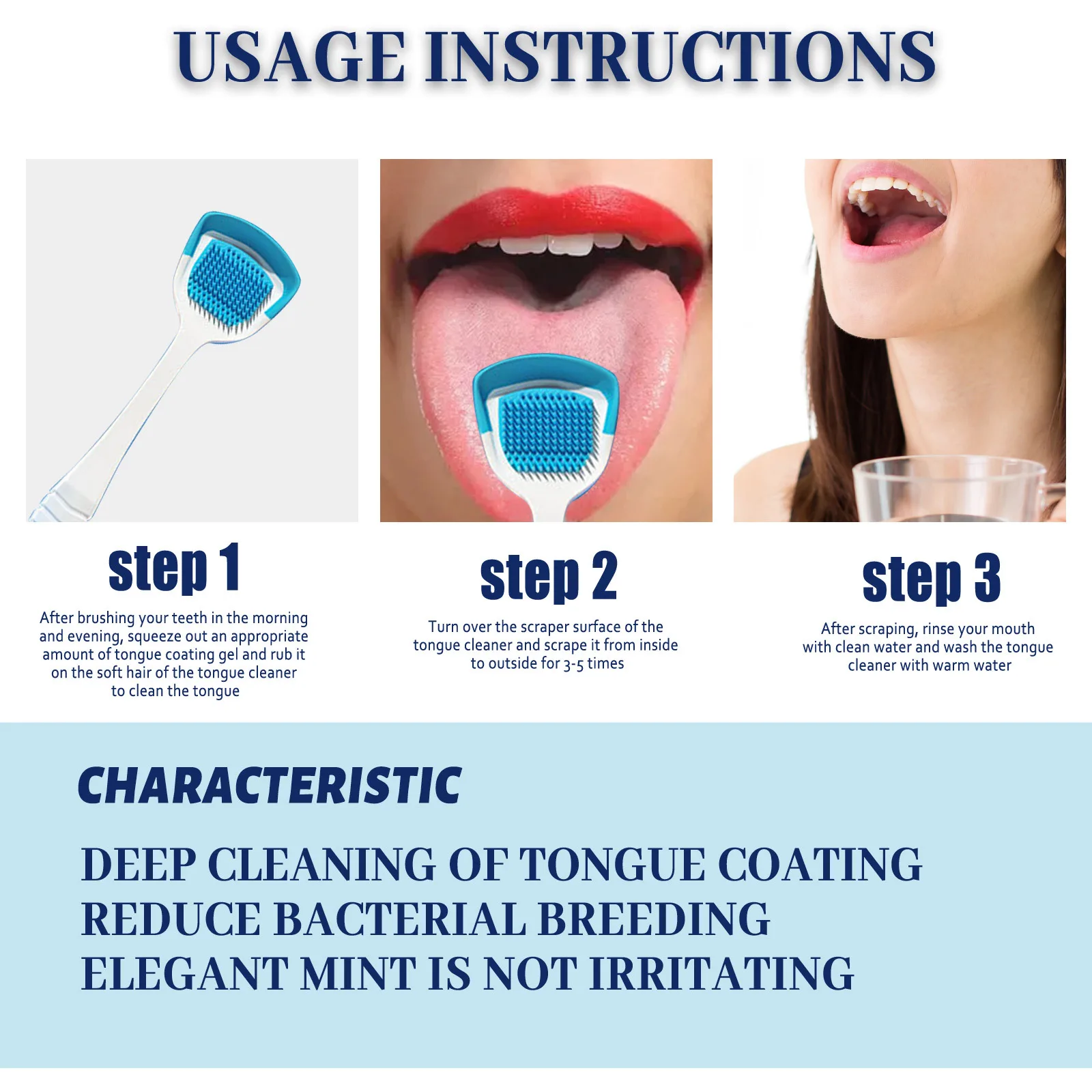Tongue Coat Cleansing Oral Care Deodorizing breath Fresh Breath Tongue Coat Cleansing gel with brush