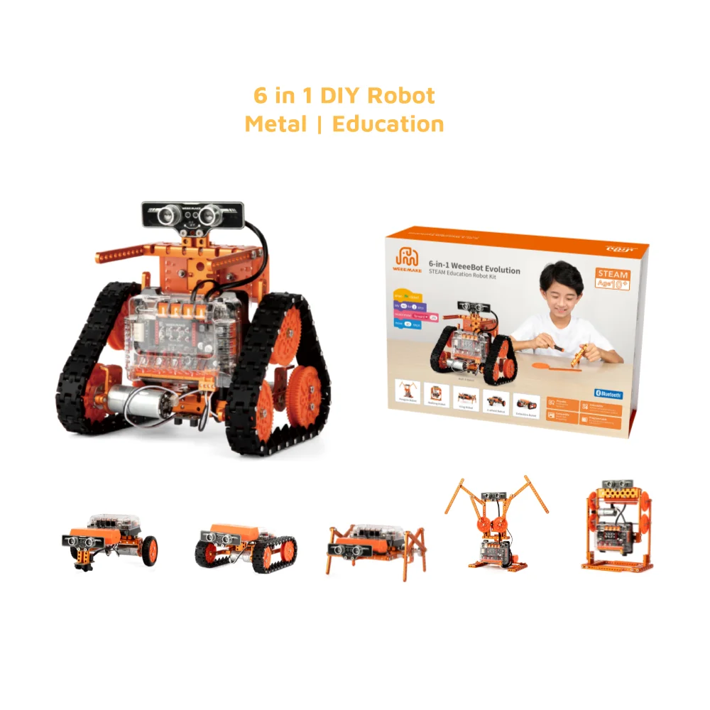Mental 6 in 1 stem coding remote control following electric assembly car chassis app educational robots learning kit