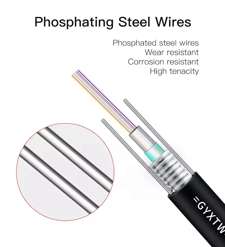 outdoor underground single mode 2 4 6 12 cores gyxtw 12f fiber optic cable