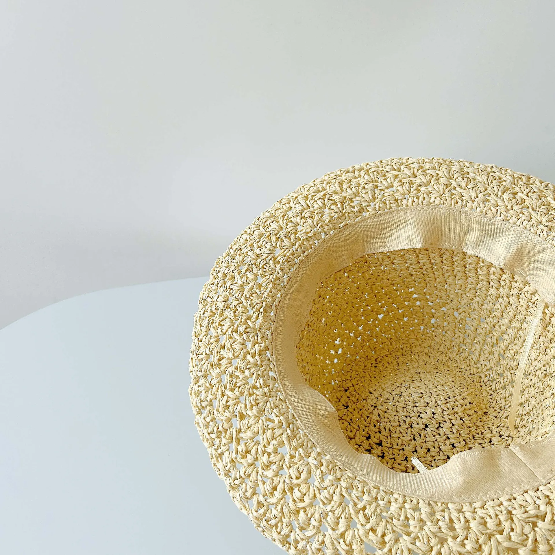 Baby Boy Girl Straw Hats Summer Children Handmade Foldable Lace Beach Sun Outdoor Hat