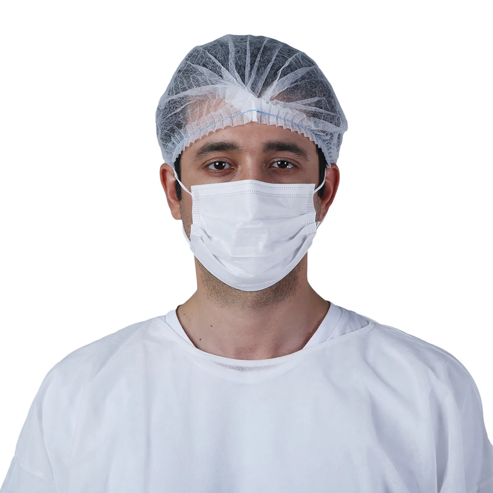 Food Industry disposable hairnet mesh Spunbond Bouffant PP Nonwoven Hair net Isolation Elastic Dustproof Mesh Mob Cap