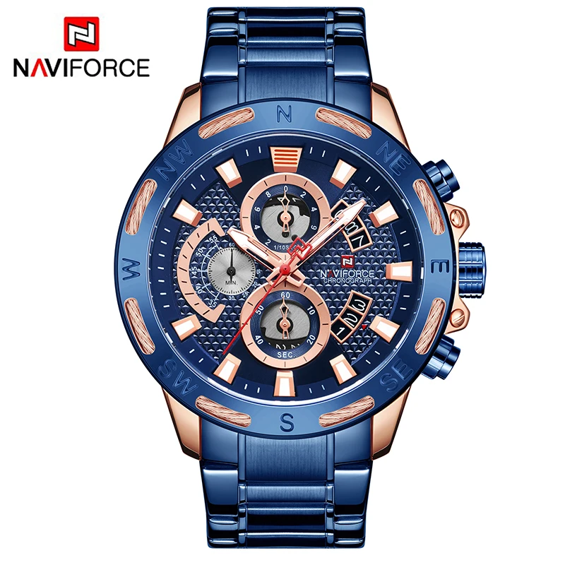 NAVIFORCE 9165 Men Sport Chronograph Watch NAVIFORCE Quartz Wrist Vintage Quartz Watches