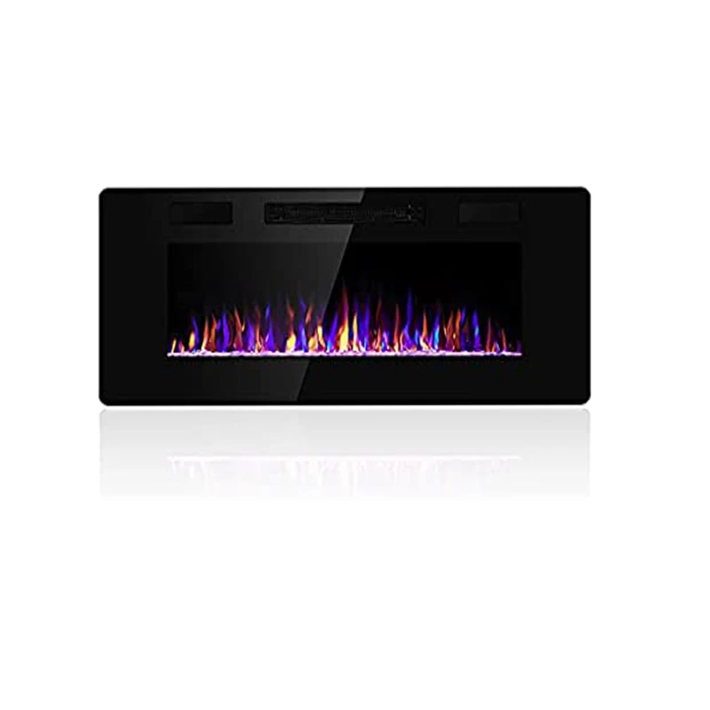 60-In Decor Flame Electric Fireplace Recessed Wall Heater Elektrische Kamine With 5 Flame Brightness