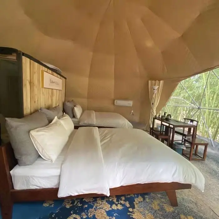 Wholesale Outdoor Igloo Glamping Geodesic Dome Tent with PVC Roof Cover Circle Ball Tent with Bathroom Features