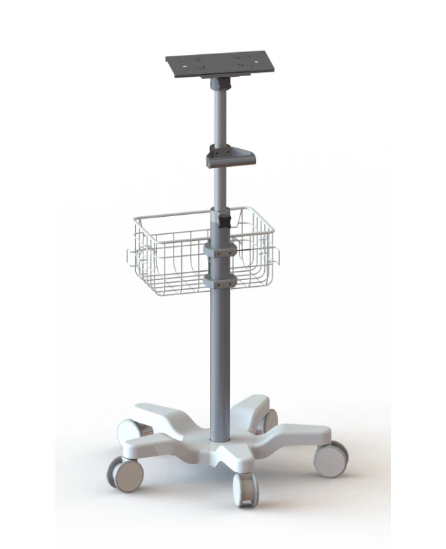 Hot-hospital Use Bedside Mobile Medical Tablet Cart& Medical Monitor Stand with Basket Hospital Trolley Hospital Furniture Metal
