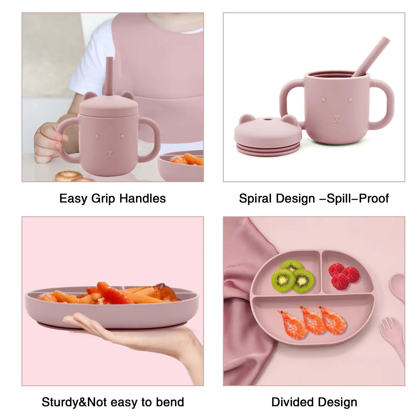 Silicone Baby Dinnerware Set Manufacturer Baby Weaning Set Suction Plate Baby Feeding Bowl And Spoon Set