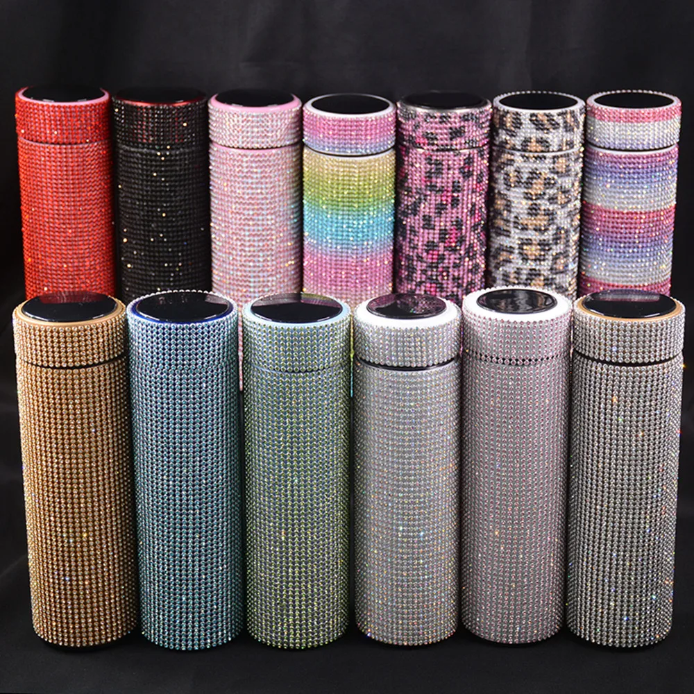 Outdoor Bottles 304 Double Wall Portable Bling Water Bottle Triangle Coffee Flask  Vacuum Insulated Tumbler Cup