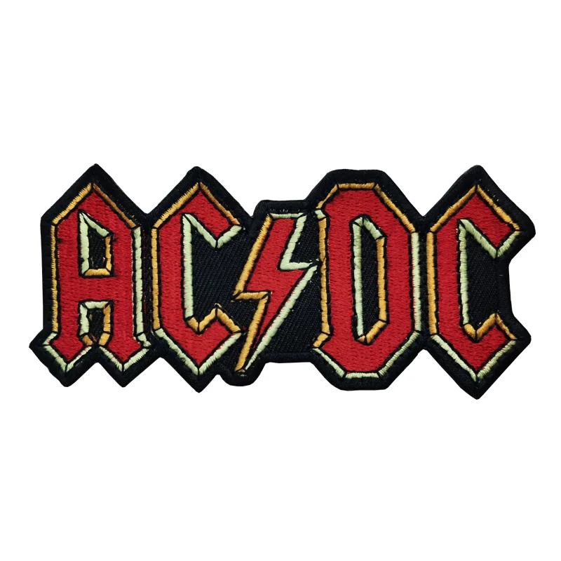 Высококачественный патч для рок-группы ACDC для футболки, патч с вышивкой утюгом, быстрая доставка, значок с краями merrow для одежды
