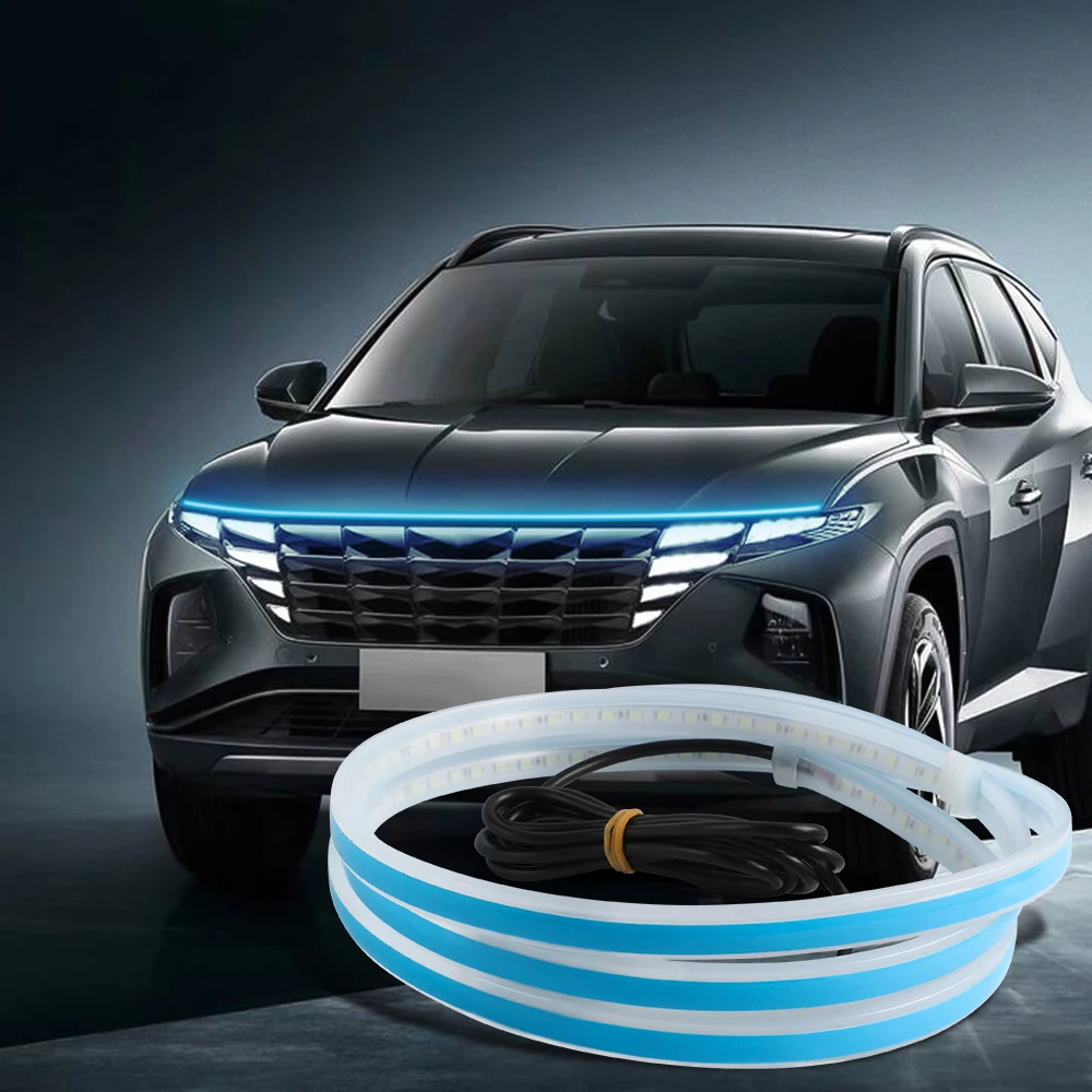 DIY Car Hood Flexible Led Strip Light 12V White Daytime Running Lights Decoration Backlight Long Auto Atmospere Lamp Universal