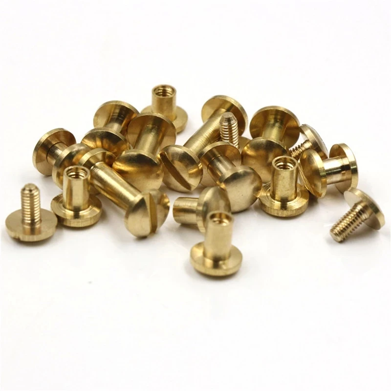 Solid Brass Binding Chicago Screws Nail Stud Rivets For Photo Album Leather Craft Studs Belt Wallet Fasteners 8mm/10mm Head