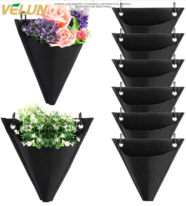 9/18/25/36 Vertical Hanging Bag Planting Pocket Outdoor Fabric Wall Hanging Planter Grow Bags Felt Pocket Raised Bed Planter