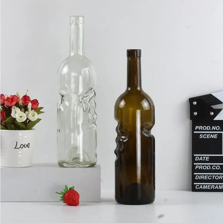 Glass Bottle Stocked Burgundy187ml 375Ml 750Ml Rum Whiskey Whisky Vodka Gin Spirits Glass Bottle With Screw Top