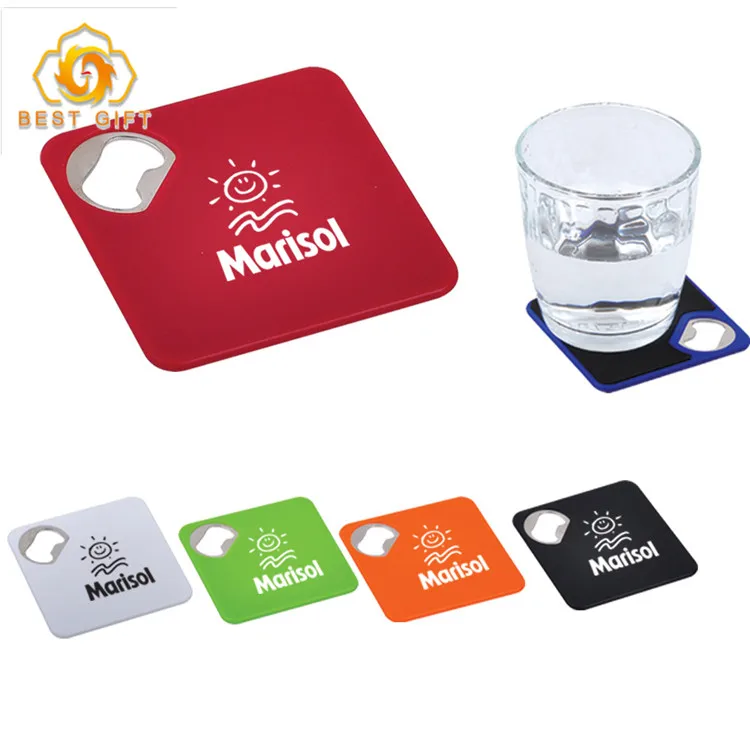 Function custom Logo colorful square Shape Bottle Opener coaster