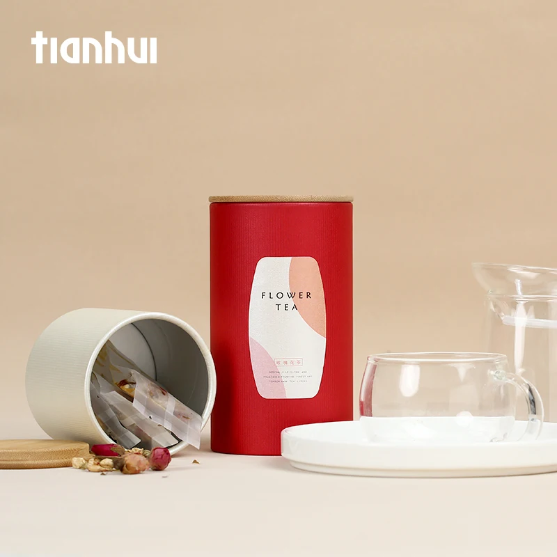 Tianhui Factory Round Kraft 300ml 400ml 800ml Paper Tube Green Tea Packaging Paper Canisters Free Shipping to the US