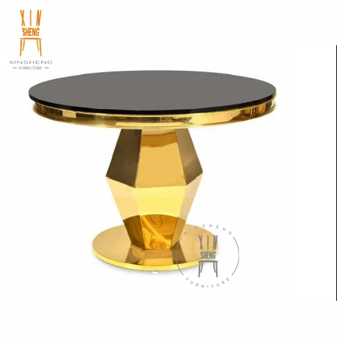 Gold Stainless Steel Round MDF Glass cake Wedding Table for Event