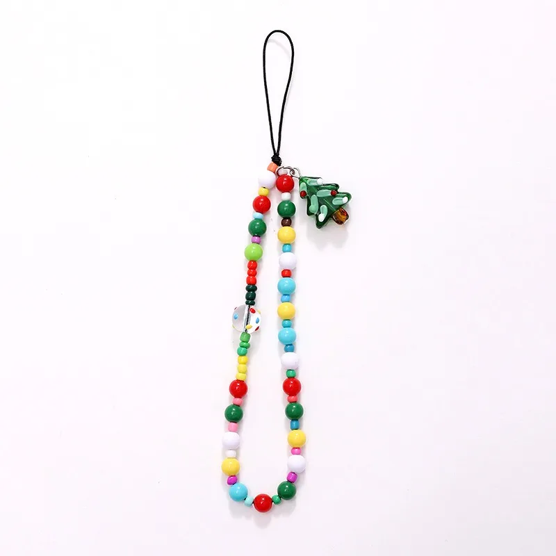 2024 Minimalist Christmas Series Beaded Mobile Phone Hanging Rope Anti loss Anti drop Wrist Pendant Jewelry