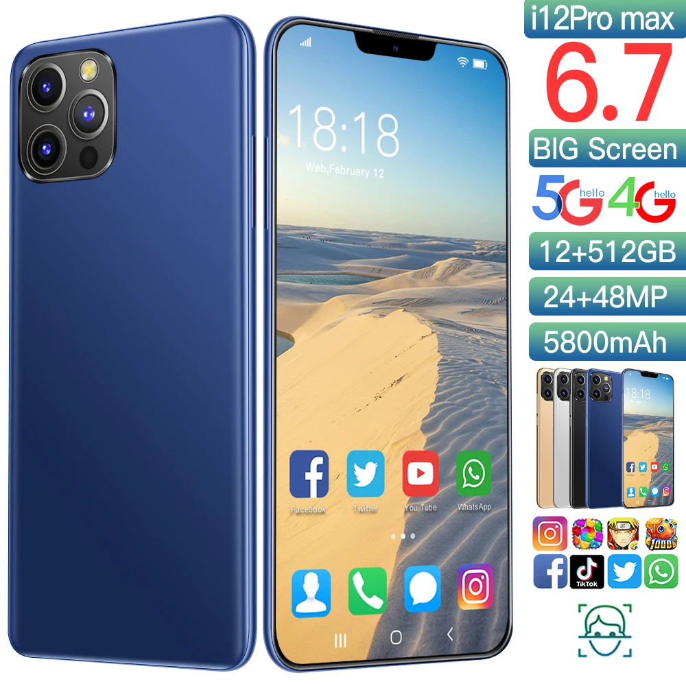 Telephone Android System Double Sim Card India dedicated Phone12 Pro Max 6.7-inch OLE OEM ODM Mobile Phone Cellphones Smartphone