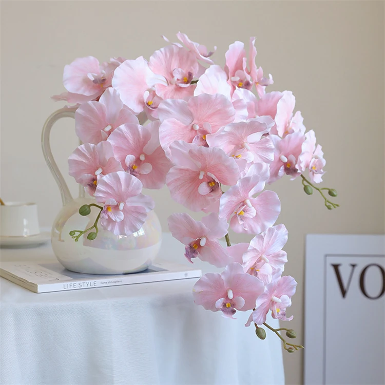 Wholesale Silk Flower Artificial Orchid 9 Heads Flower Pink Blue Green Simulated Orchid for Wedding Home Decor Orchid Flower