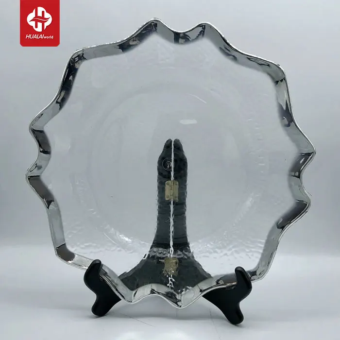 hot sale wholesale eco-friend reusable gold diamond rim round  plastic acrylic charger plates for dinner wedding