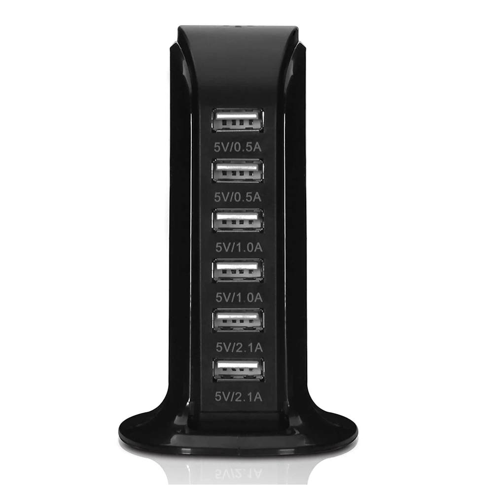 HYS 30W Multi 6 USB Ports Travel Charger Desktop Charging Station USB Power Adapter Fast Charger