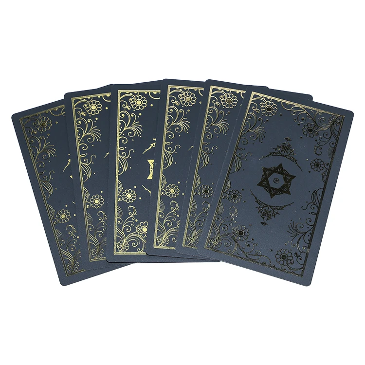 High Quality Divination Game Personalized Black Tarot Cards Gold Foil Pvc Vinyl Tarot Card For Sale