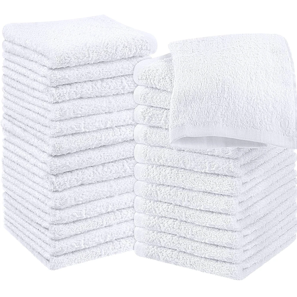 
 Долговечные полотенца хлопок мочалки 8 шт. в комплекте белый 12x12 дюймов 100% из чистого хлопка готово к отправке на складе  