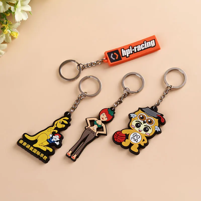 Free samples Personalized Custom 3D/2D Soft PVC Rubber Keychain for Promotion Gifts
